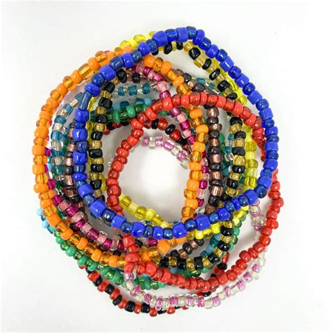 7 Glass Bead Bracelets 12 Assorted Colors Dozen