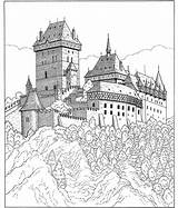 Coloring Castle Pages Castles Fantasy Adults Notebook Adult Book Paper Dover Letterhead Drawing Kasteel Colouring Printable Neuschwanstein Bavaria Kleurplaat Drawings sketch template