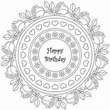 Birthday Coloring Happy Adult Pages Mandala Adults Colouring Printable Color Roses Card Printables Print Getcolorings Rocks Cake Books Colorings sketch template