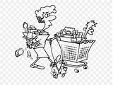 Shopping Coloring Grocery Cart Clip Store Book Cartoon Save sketch template