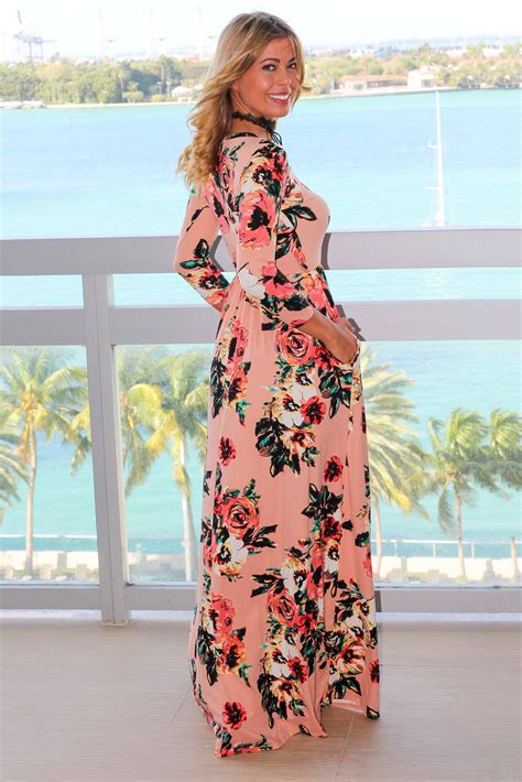 blush floral maxi dress   sleeves maxi dresses saved