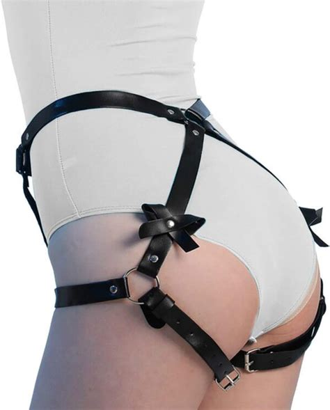 zgmyc women leather body harness lingerie sexy bowknot leg garter caged