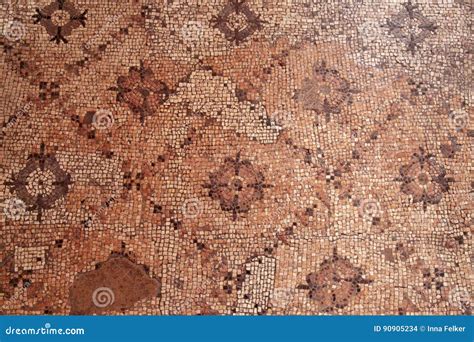 detail  ancient mosaic roman floor stock photo image