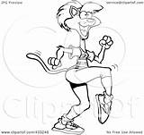 Aerobic Exercising Coloring Cat Illustration Line Royalty Clipart Toonaday Rf sketch template