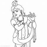 Coloring Krishna Radha Xcolorings Flute sketch template