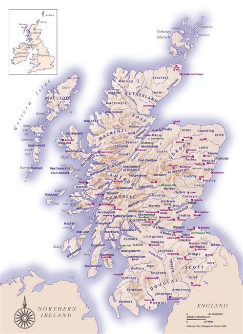 scottish clans  castles clan land map
