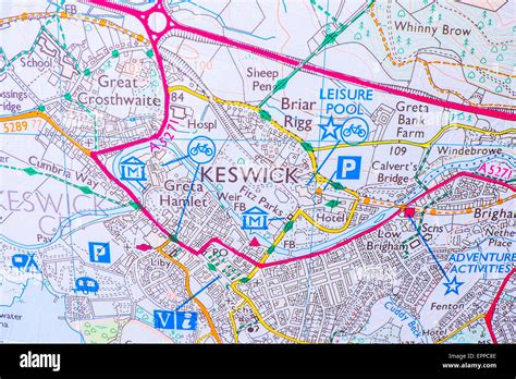 street map  keswick stock photo alamy
