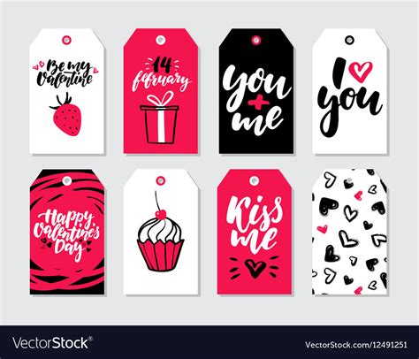 valentines day gift tag set collection  vector image