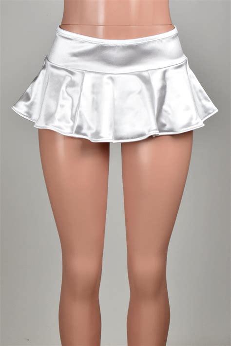 White Stretch Satin Micro Mini Skirt Mini Skirts White Short Skirt