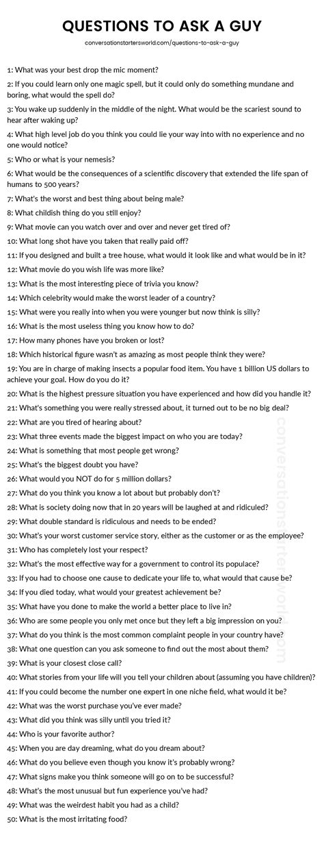 loads of great questions to ask a guy conversation
