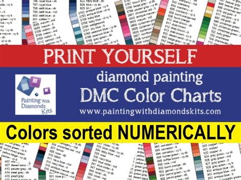 printable color dmc diamond dotz color chart  printable