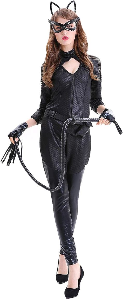 Fhony Catwoman Sexy Faux Leather Cat Woman Costume Latex Halloween