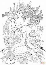 Coloring Mermaid Octopus Pages Cute Printable Mermaids Creative Drawing sketch template
