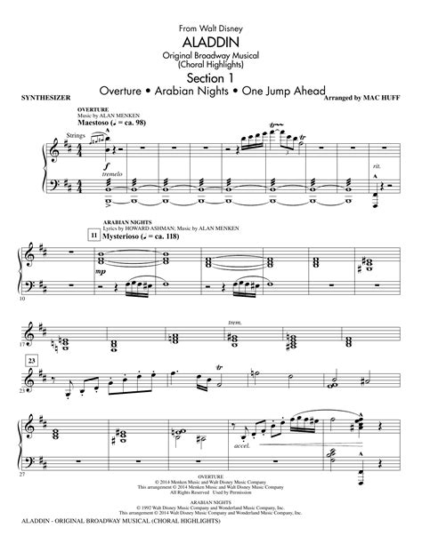 aladdin choral highlights  aladdin  broadway musical arr