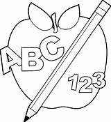 Abc Coloring 123 Apple Pages School Clipart Back Kindergarten Pencil Blocks Printable Drawing Alphabet Kids Colouring Preschool Color Worksheets Discover sketch template