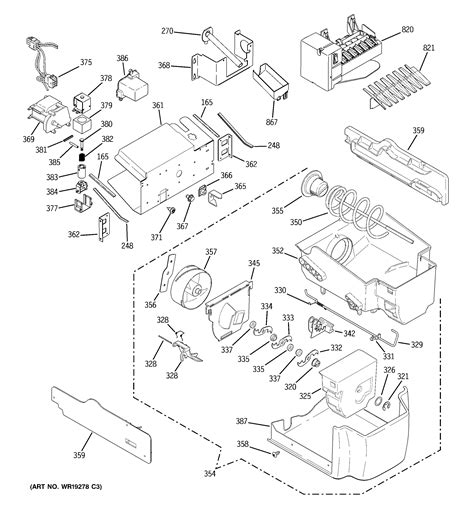 ice maker dispenser diagram parts list  model pssngpbbb ge parts refrigerator parts