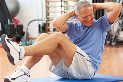 senior man  sit ups  gym integrated health clinic