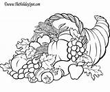 Thanksgiving Coloring Pages Cornucopia Sheets Fall Drawing Cornucopias Color Book Kids Adult Embroidery Colouring Printables Horn Plenty Print Books sketch template