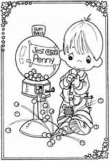 Coloring Precious Moments Pages Gum Machine Boy Christmas Adult Books Kids Printable Drawings Candy Gumball Color Child Cute Print Stamps sketch template