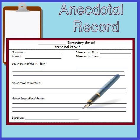 anecdotal record form anecdotal records student behavior records