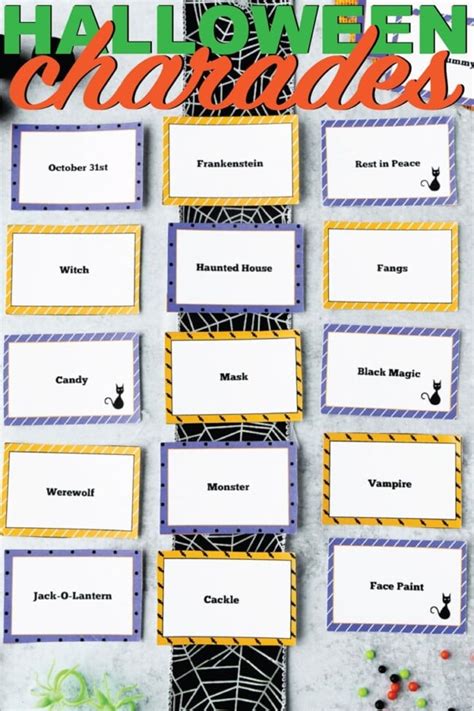 halloween charades game words list  printable play party plan