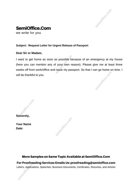 request letter  urgent release  passport  company semiofficecom