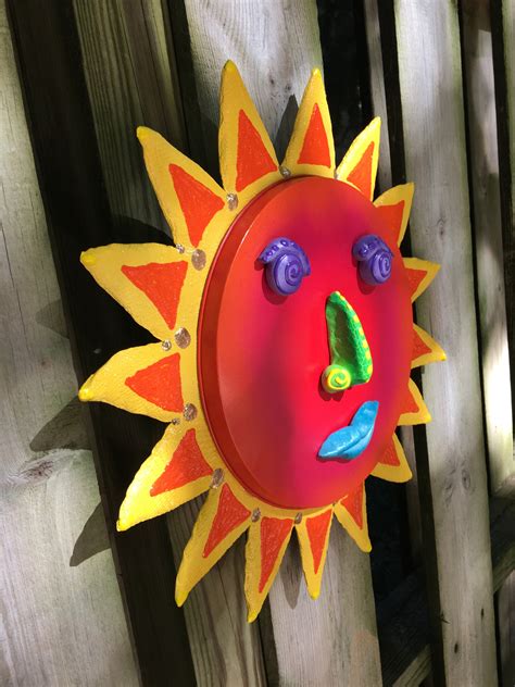 sun face whimsical sun fence decorationpatio decor yard art sun art