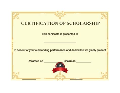 scholarship certificate templates word