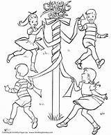 Coloring Pages Spring May Kids Sheets Maypole Dance Activity Colouring Printable Seasons Season Print Clipart Pole Fun Color Activities Sports sketch template