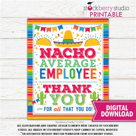 nacho average employee sign printable staff fiesta sign fiesta etsy