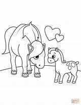 Coloring Horse Foal Mother Pages Horses Printable Kids Veulen Cute Fun Drawing Paper Supercoloring sketch template
