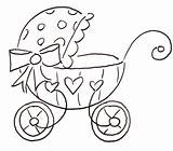 Baby Drawing Carriage Line Stroller Getdrawings sketch template