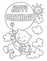 Birthday Coloring Happy Cards Brother Wishes Quotes Bear Balloon Funny sketch template