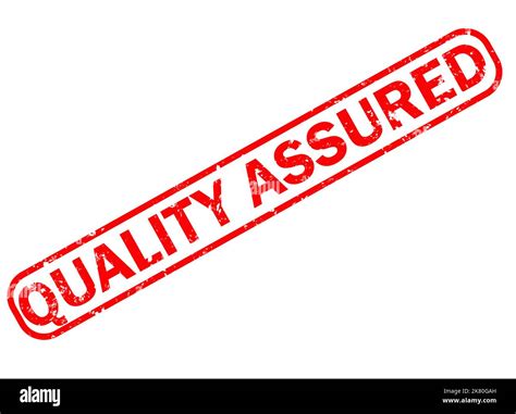 quality assured red grunge rubber stamp  white background quality