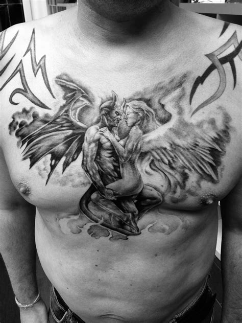 Chest Tattoo Angel Angel Devil Tattoo Fallen Angel Tattoo Demon