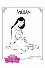 Mulan Coloring Princesas sketch template