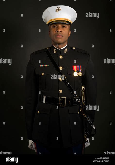 united states marine corps officer  blue dress  uniform stock photo royalty  image