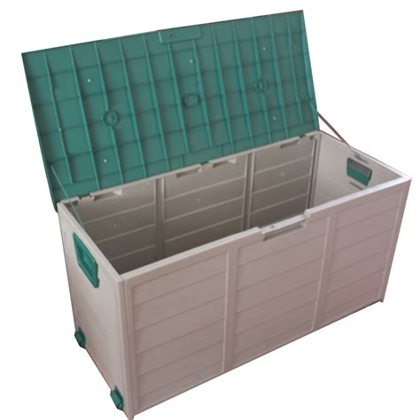 garden outdoor plastic storage chest shed box case container  lid wheels ebay
