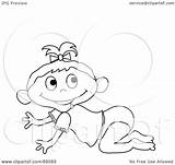 Clipart Outlined Crawling Version Baby Girl Royalty Illustration Pams Rf sketch template