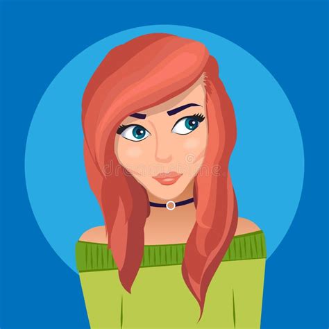 Illustration Of A Beautiful Red Haired Girl In A Leather Jacket Stock