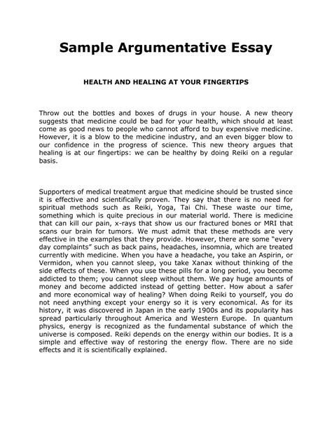 sample argumentative essaydoc