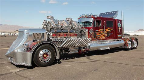 this custom big rig known as thor 24 has 24 cylinders 12 superchargers