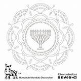 Mandalas Menorah Hanukkah Hebrew sketch template