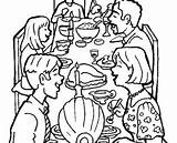 Family Coloring Pages Dinner Getcolorings Printable Color sketch template
