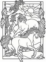 Coloring Pages Stained Glass Horse Book Adult Haven Dover Wild Horses Animal Creative Color Doverpublications Publications Colouring Books Printable Welcome sketch template