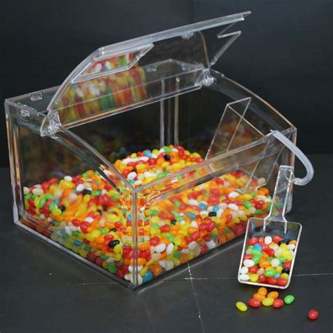 clear box filled  lots  candy