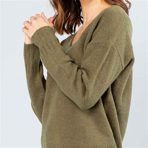 Rusty Ladies Together Vee Neck Knit Faded Olive Womens