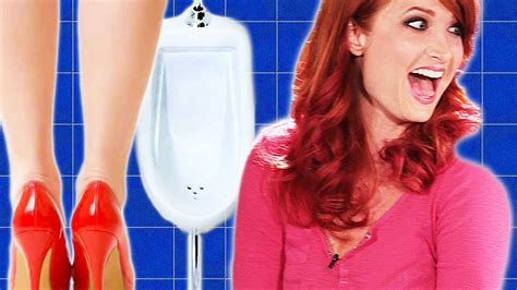 girls try peeing in urinals for the first time youtube