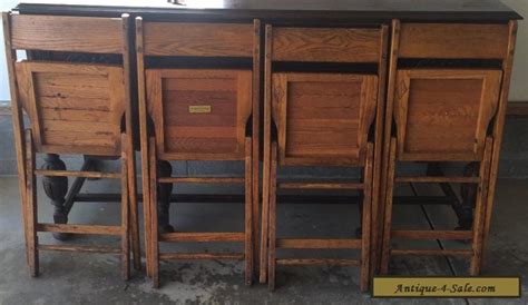 vintage snyder antique wood oak wooden folding chairs set