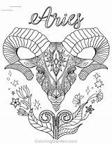 Aries Malvorlagen Widder Coloriages Astrology Sarahcreations Erwachsenen Sternzeichen Tattoos Mandalas Zodiacali Malbuch Designkids sketch template